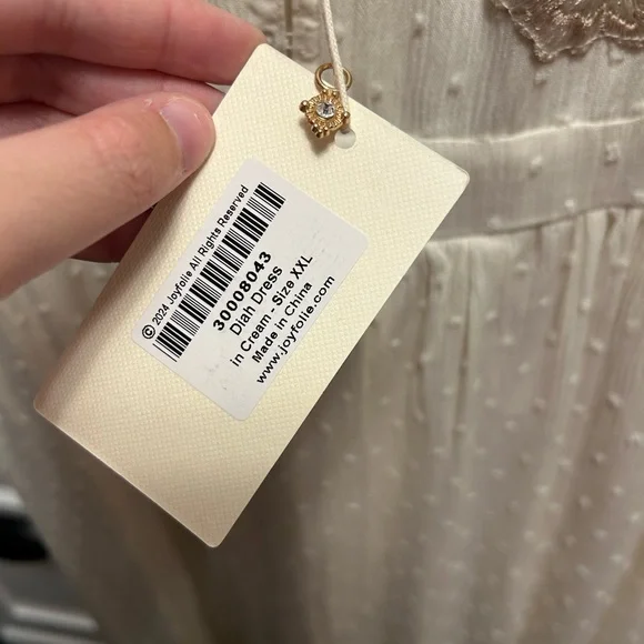 Joyfolie Cream Maxi Dress with Floral Accents - Picture 8 of 8